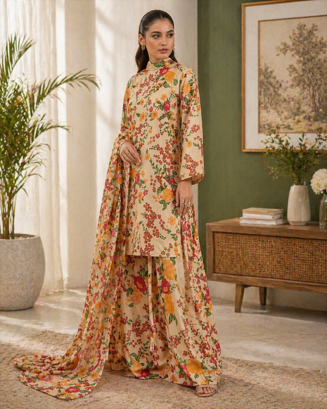 Unstitched Women Dress Linen 100% Quality Winter Fashion Trendy New Arrival Printed 3pc Dress For Women