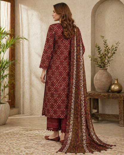 Unstitched Women Dress Lawn 100% Quality Samar's Fashion Trendy New Arrival Printed 3pc Dress For Women