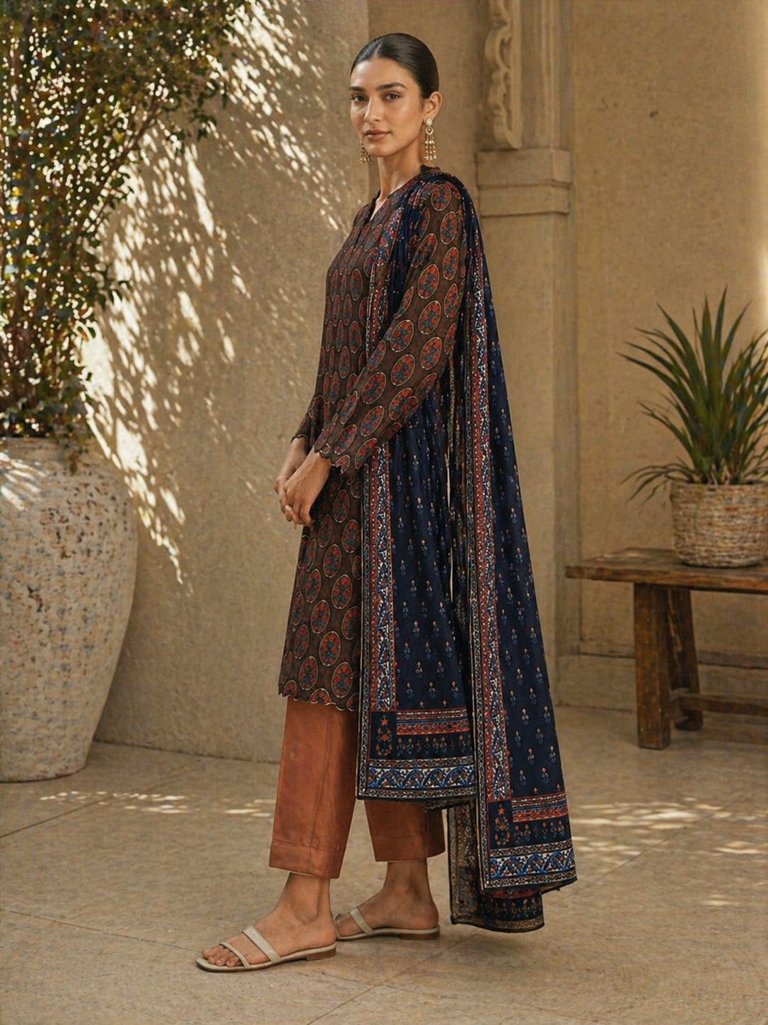 Khaadi 3 Piece Lawn Suit – Premium Printed Summer Collection (Top, Bottom & Voil Dupatta)