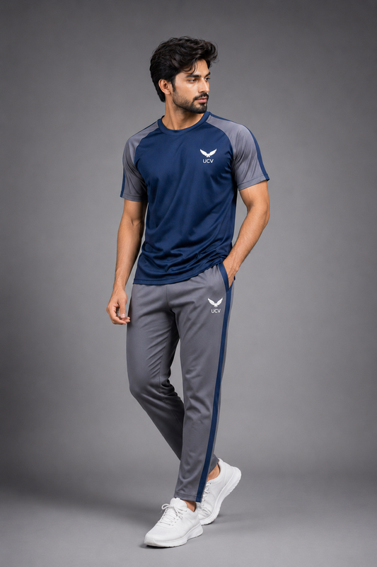 Premium Track Suit Navy & Grey – Polyester Dri Fit